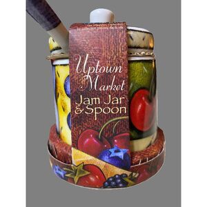 Uptown Market Jam Jar & Spoon MSC International Multicolor Fruit & Berries 3.5"